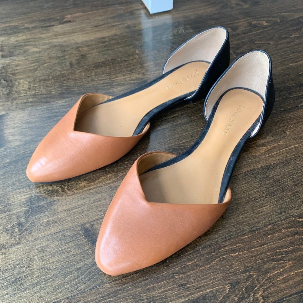 Cole Haan D'Orsay Flats Black Brown NWOT